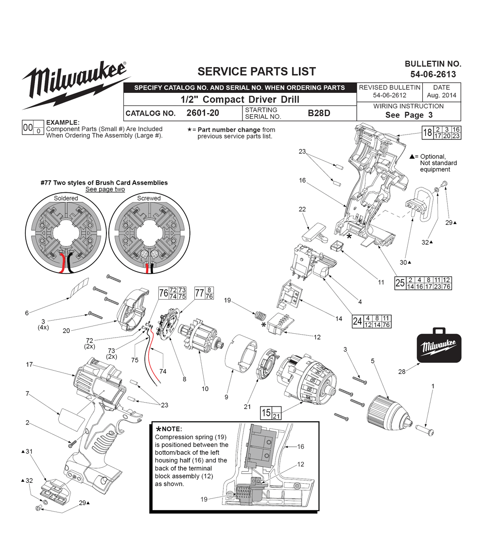 Buy Milwaukee 260120(B28D) Replacement Tool Parts Milwaukee 260120