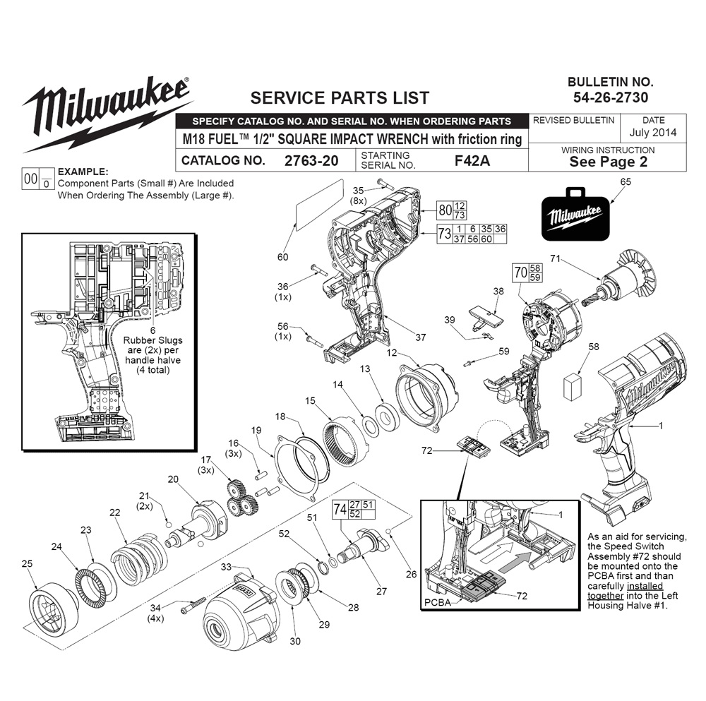 Buy Milwaukee 2763-20(F42A) Replacement Tool Parts | Milwaukee 2763-20