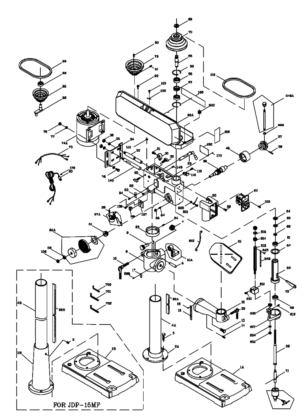 Buy Jet 354166 JDP-15MF, 15 Inch Floor Mount Replacement Tool Parts