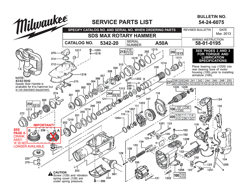 Buy Milwaukee 534220(A50A) SDS max Replacement Tool Parts Milwaukee