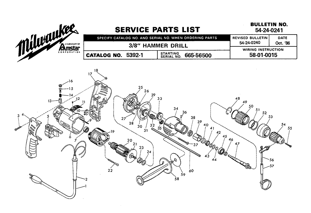 Buy Milwaukee 5392-1-(665-56500) 3/8" pistol Replacement Tool Parts