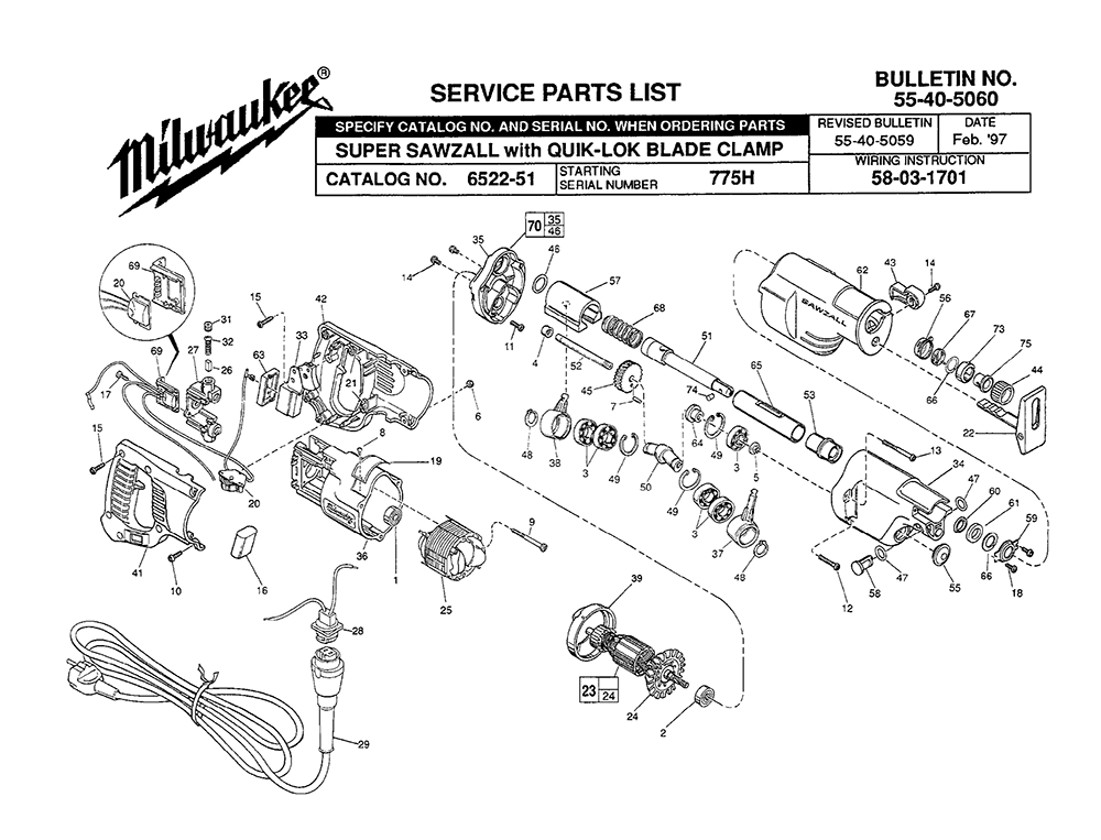 Milwaukee Sawzall Serial Number
