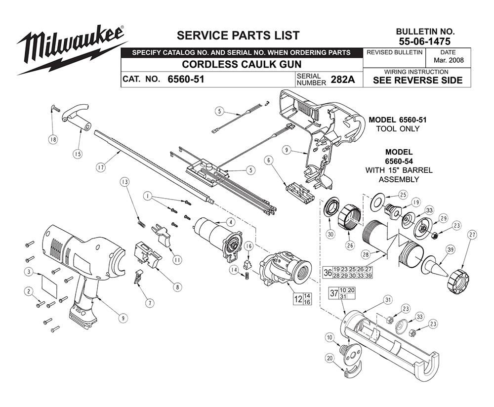 Buy Milwaukee 656051(282A) Replacement Tool Parts Milwaukee 656051