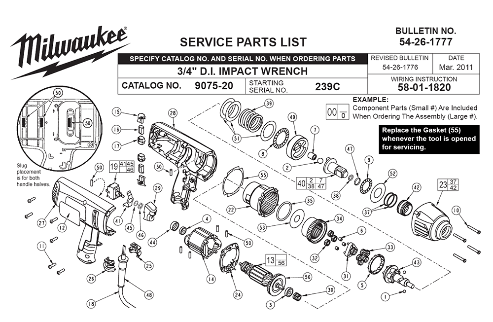 Buy Milwaukee 907520(239C) Replacement Tool Parts Milwaukee 907520