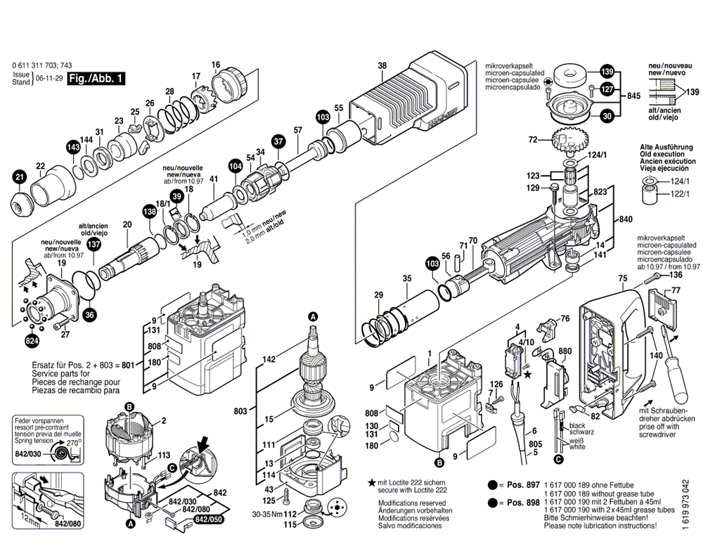 Buy Bosch GSH10C (0611311703) 220v 230v Replacement Tool Parts