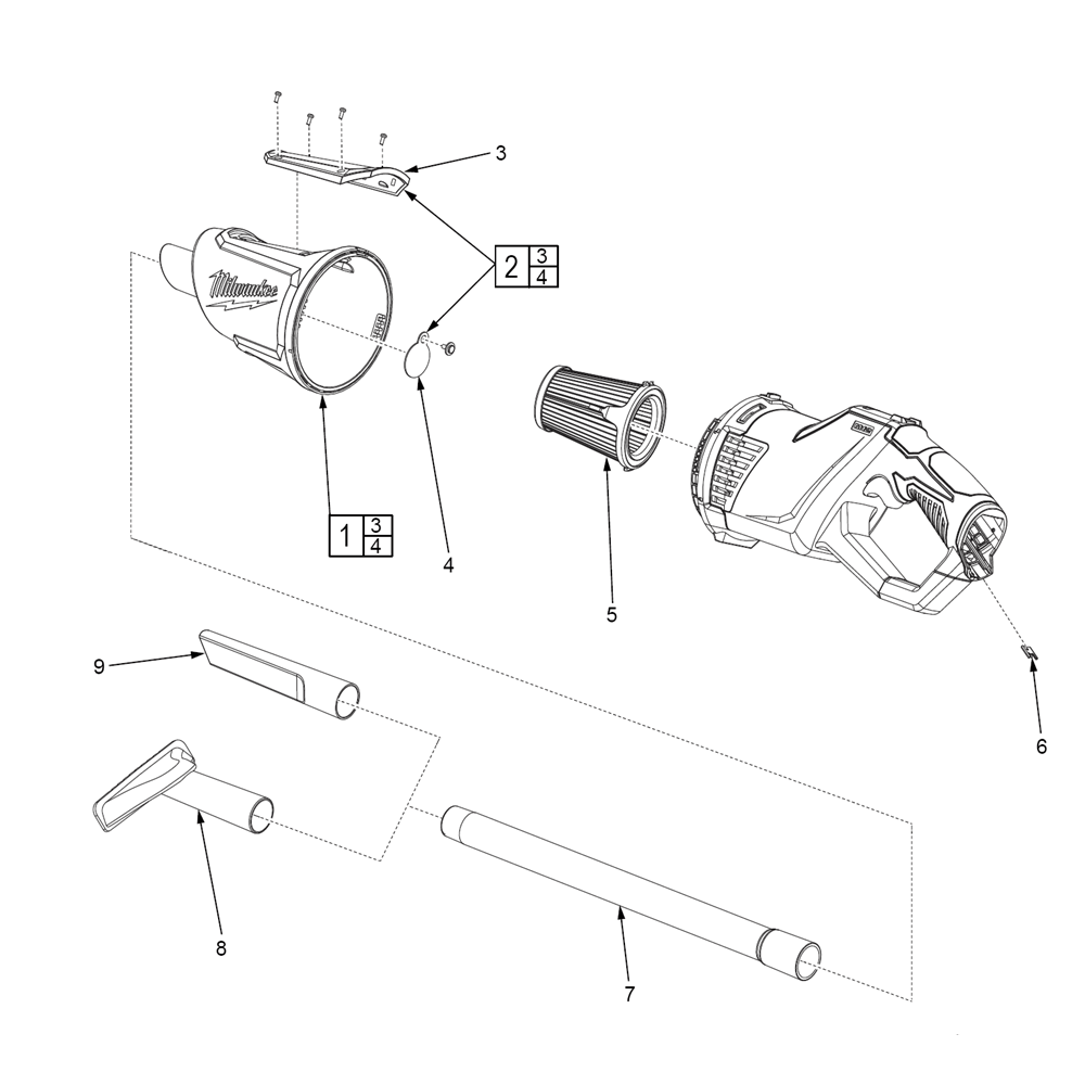 Buy Milwaukee 085020(G37A) M12™ HAND VACUUM Replacement Tool Parts