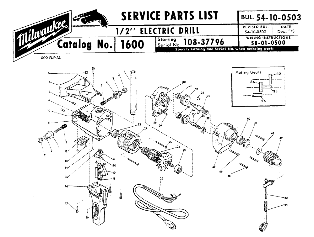 Buy Milwaukee 1600-(108-37796) 1/2" Replacement Tool Parts | Milwaukee