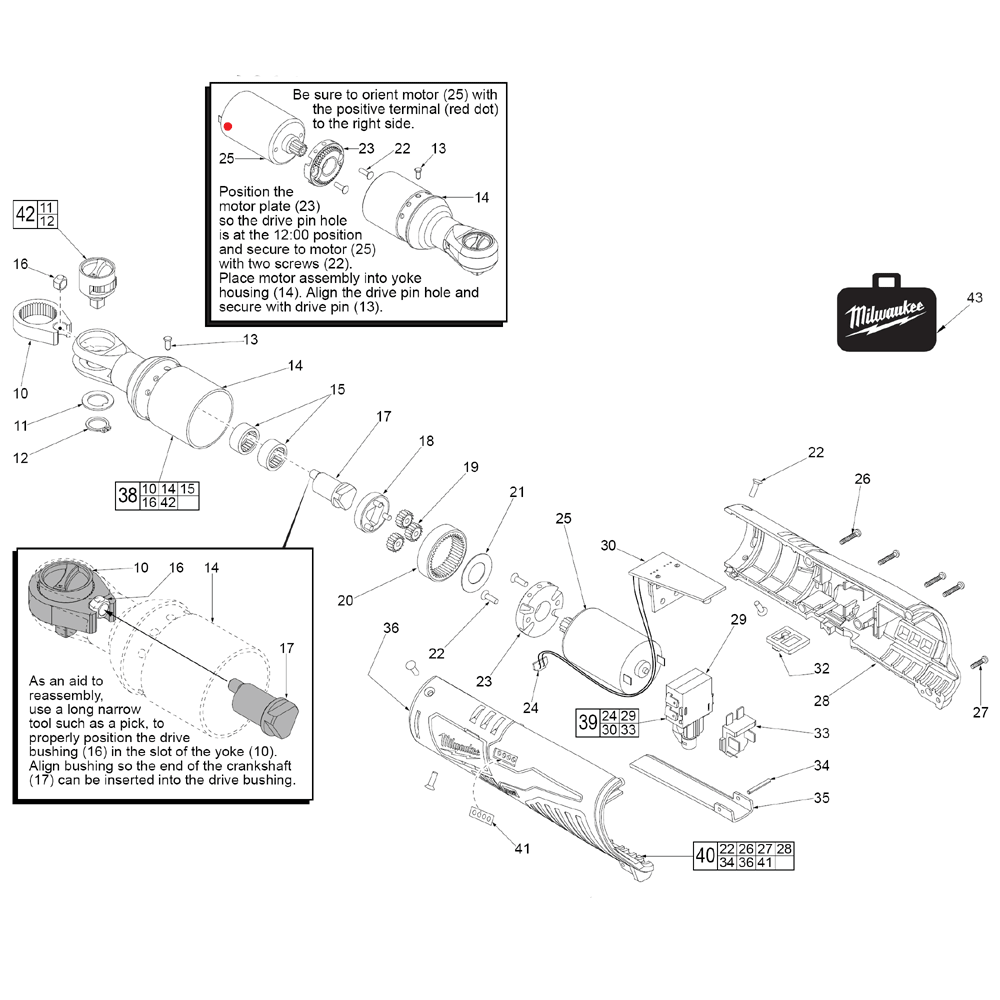 Buy Milwaukee 2456-20-(D53A) M12™ 1/4" RATCHET Replacement Tool Parts