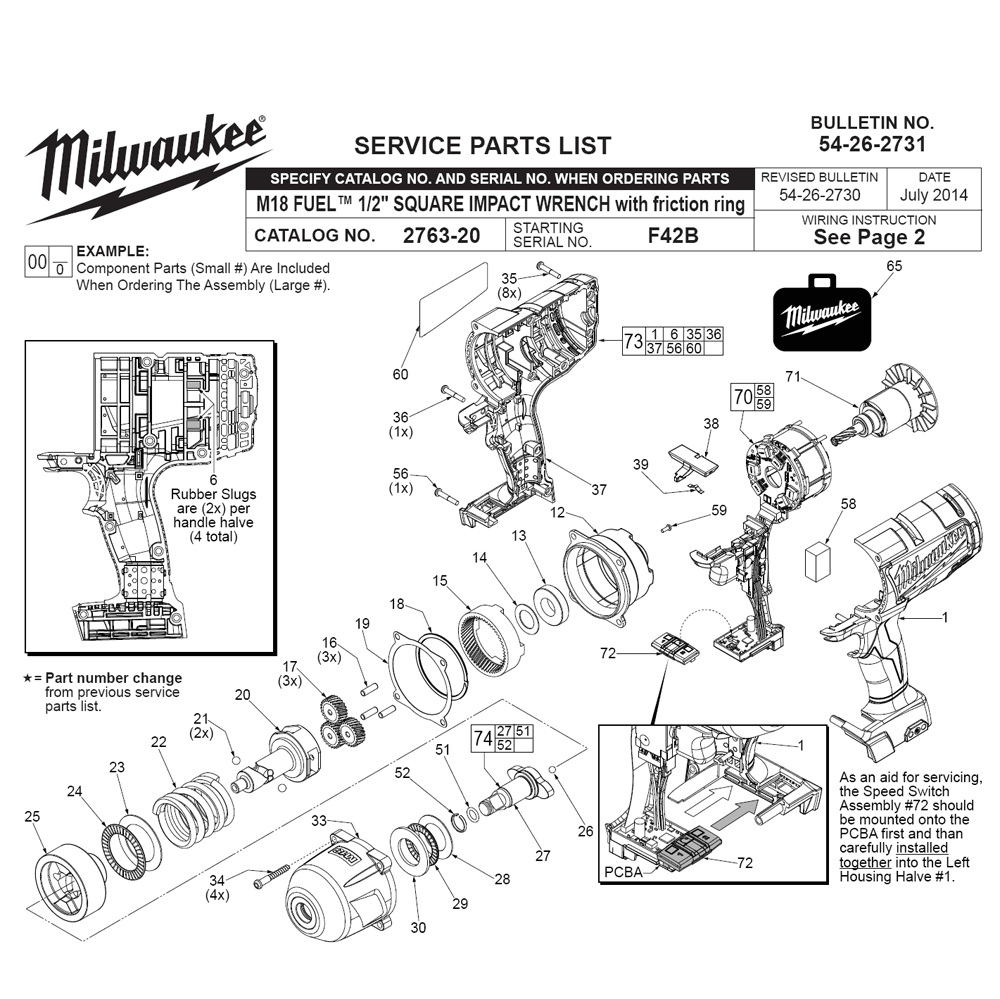 Buy Milwaukee 2763-20(F42B) Replacement Tool Parts | Milwaukee 2763-20 ...