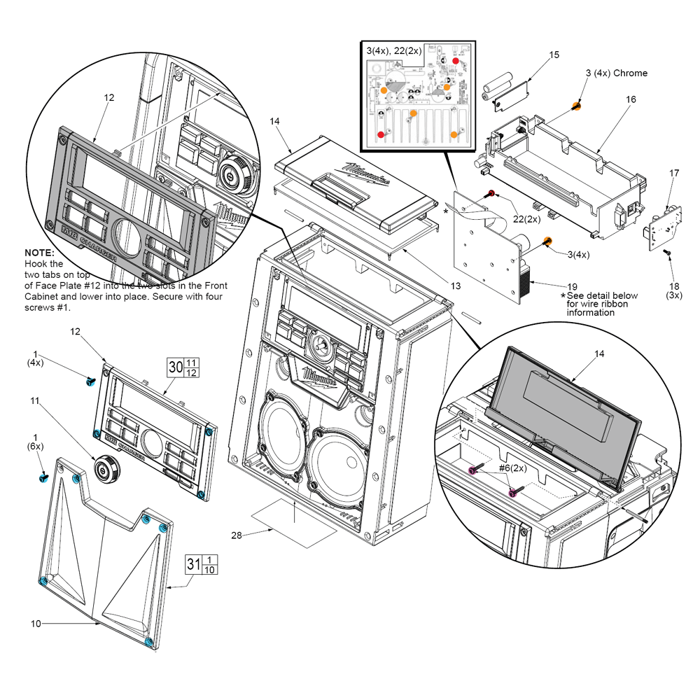 Buy Milwaukee 279220(F69A) M18™ Radio Charger Replacement Tool Parts
