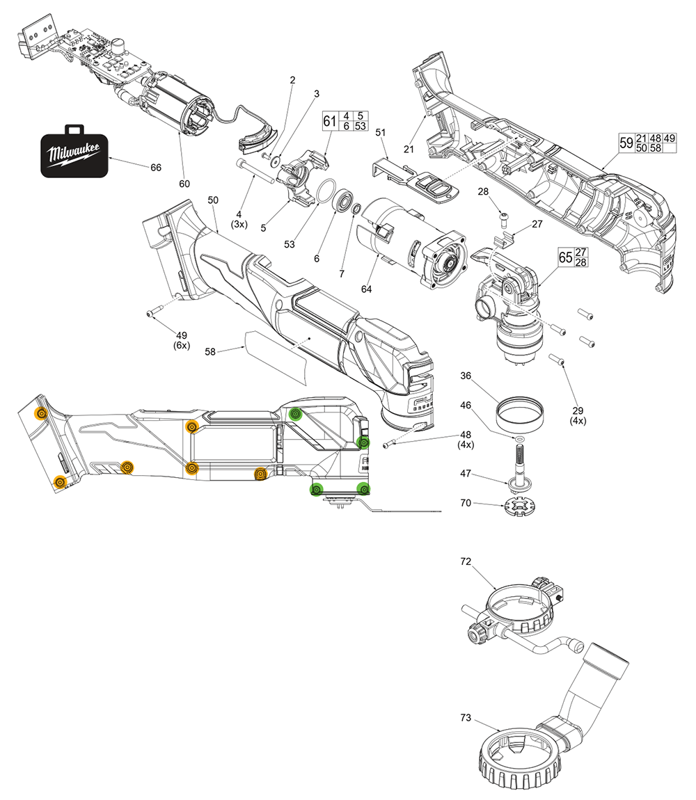 Buy Milwaukee 283620(L53B) M18 FUEL MULTITOOL Replacement Tool Parts