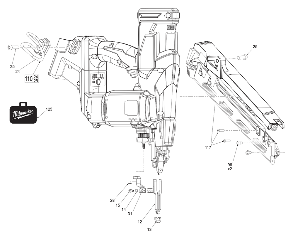 Buy Milwaukee 284120(M04A) M18 FUEL 16 Gauge Angled Finish Nailer