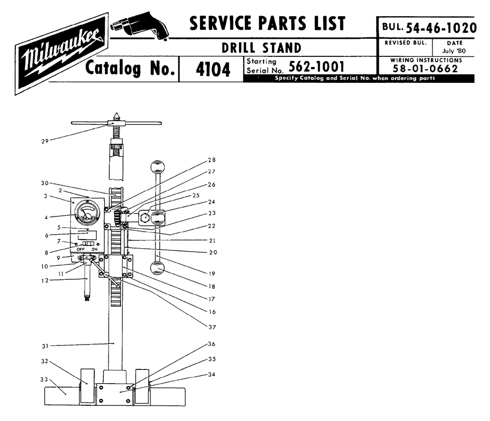 Buy Milwaukee 4104(5621001) drill stand Replacement Tool Parts