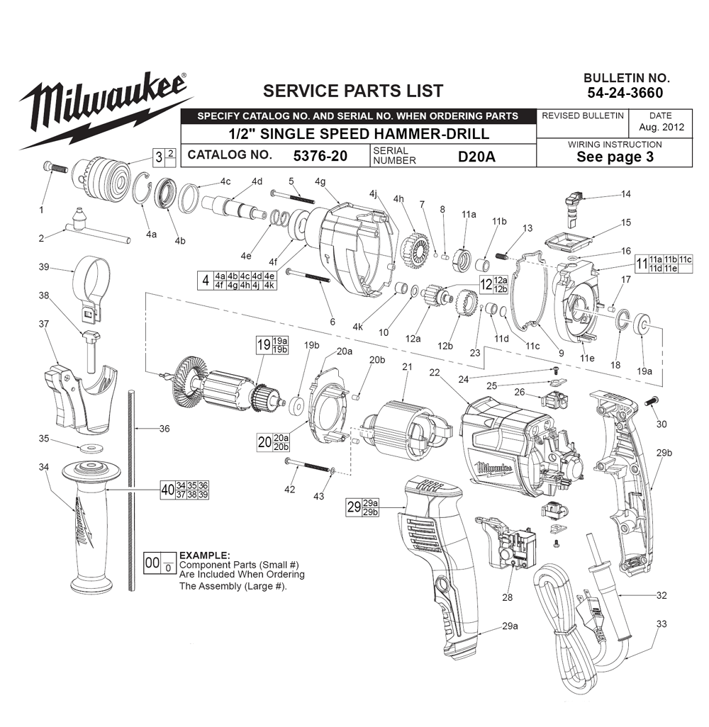 Buy Milwaukee 5376 20 D20a Replacement Tool Parts Milwaukee 5376 20 D20a Diagram 