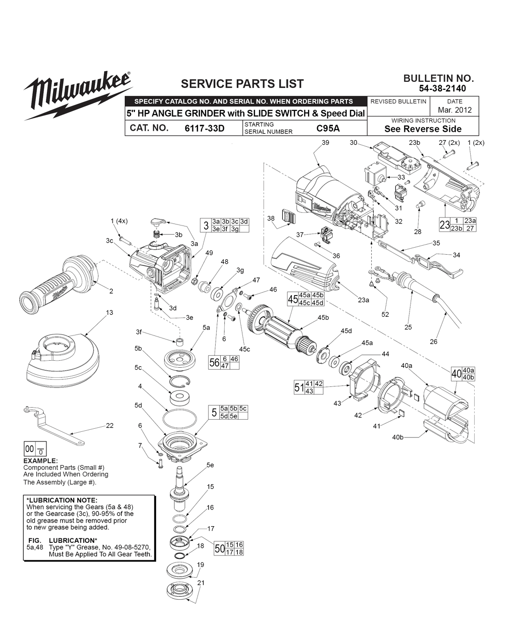 Buy Milwaukee 611733D(C95A) Replacement Tool Parts Milwaukee 6117