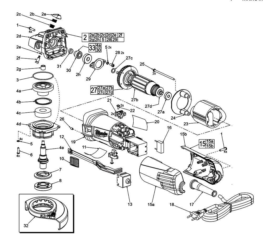 Buy Milwaukee 614859(C42C) 4.5” (115mm) ANGLE GRINDER Replacement