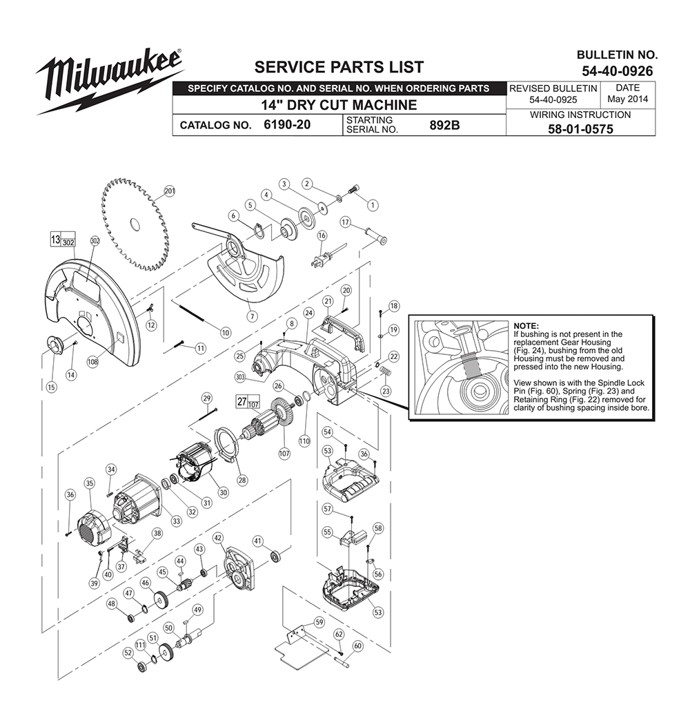 Buy Milwaukee 619020(892B) Replacement Tool Parts Milwaukee 619020