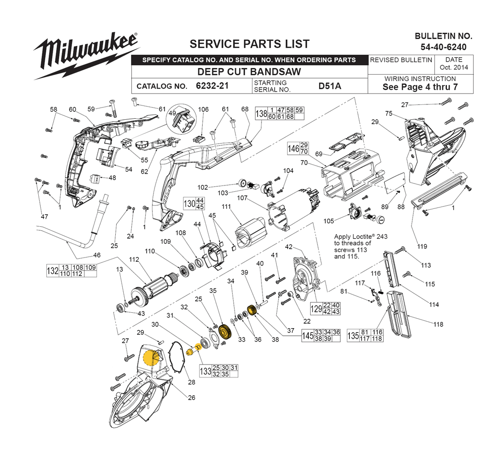 Buy Milwaukee 6232-21-(D51A) Replacement Tool Parts | Milwaukee 6232-21 ...