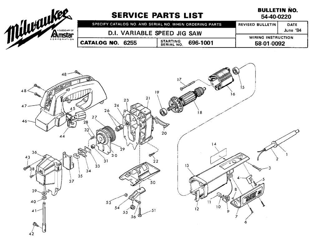 Buy Milwaukee 6255(6961001) Replacement Tool Parts Milwaukee 6255