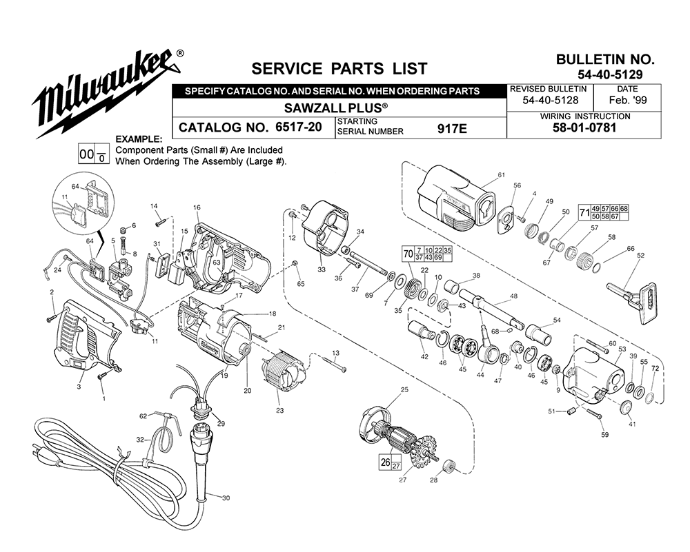 Buy Milwaukee 6517-20-(917E) Replacement Tool Parts | Milwaukee
