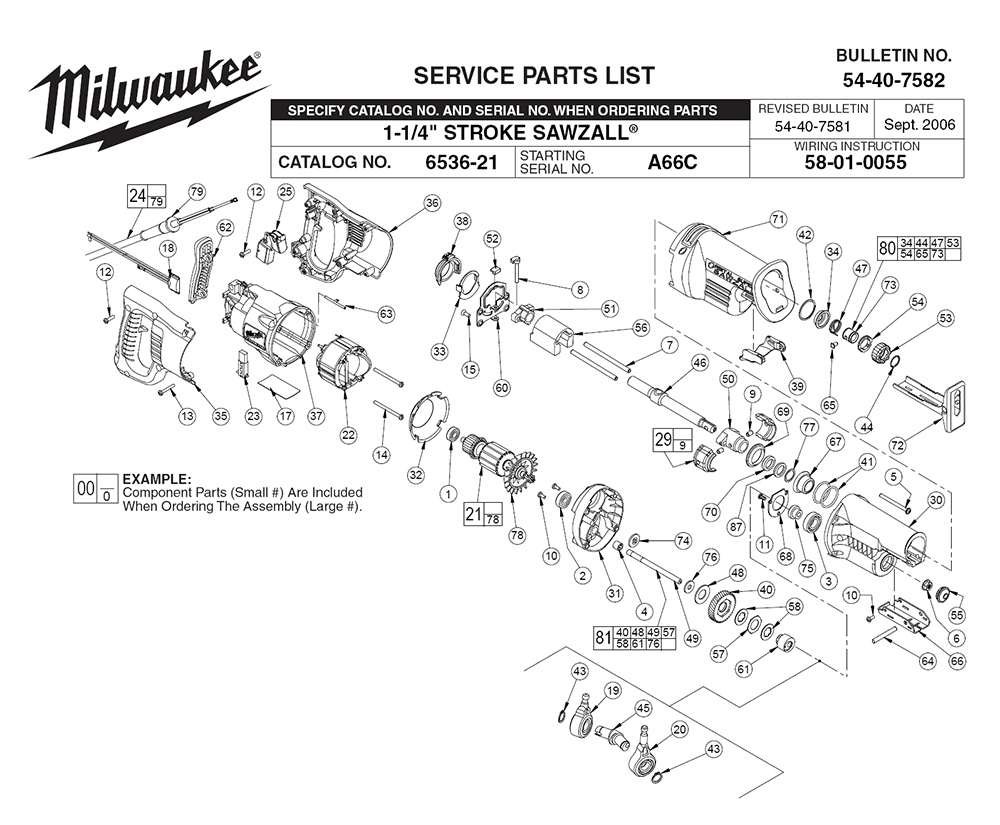 Buy Milwaukee 6536-21-(A66C) Replacement Tool Parts | Milwaukee 6536-21