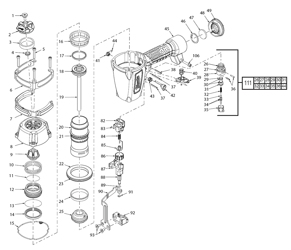 Buy Milwaukee 722020(G99A) COIL ROOFING NAILER Replacement Tool Parts
