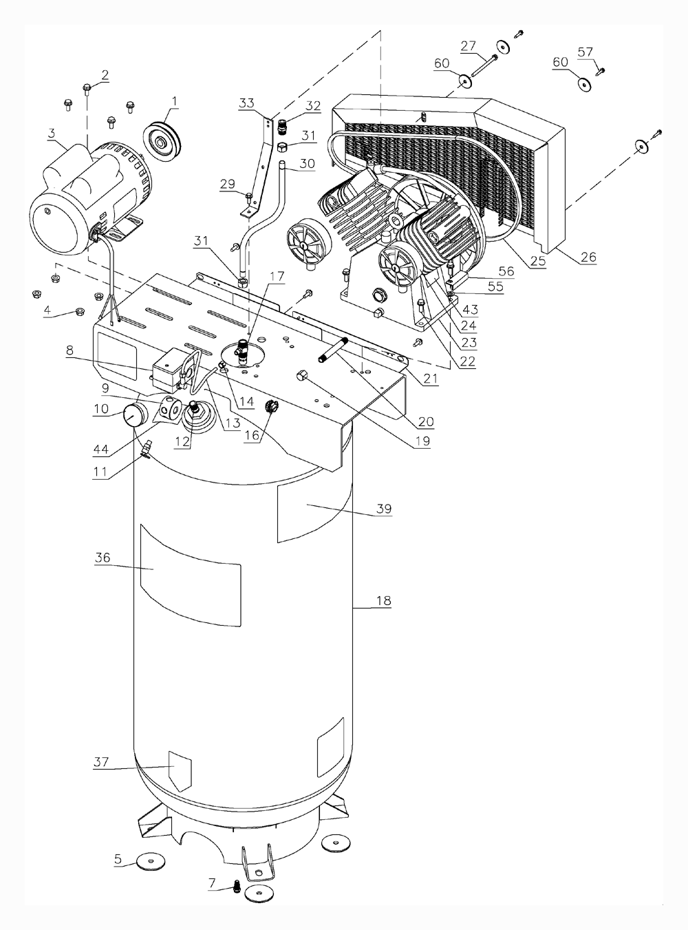 Buy Porter Cable C7510 3 0 Hp 135 Psi 60 Gallon Stationary Vertical Replacement Tool Parts Porter Cable C7510 Diagram