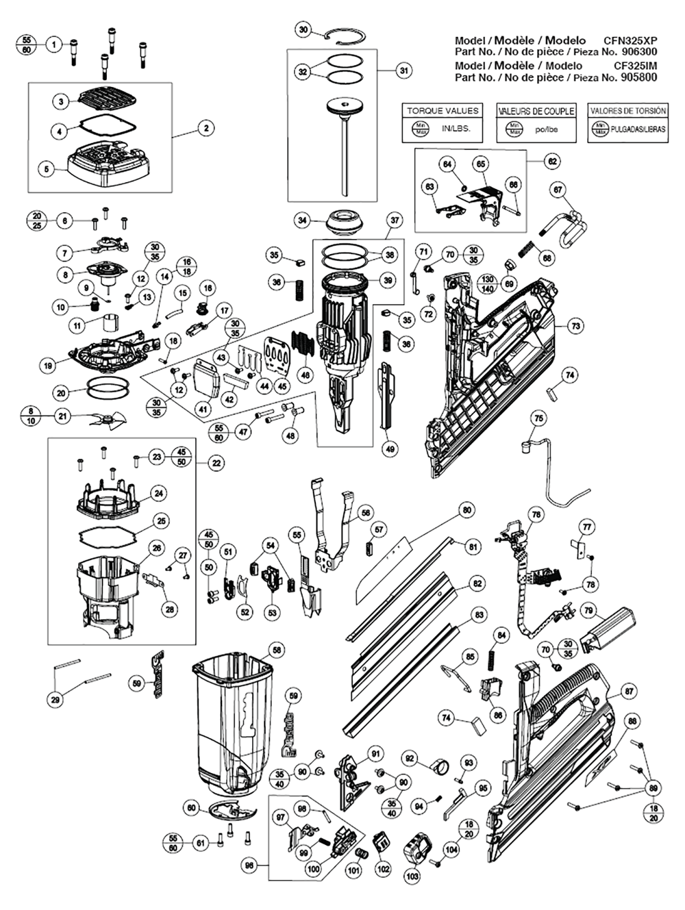 Buy Paslode CF325IM 905800 XP 30 Degree Framing Nailer Replacement Tool Parts Paslode CF325IM 905800 Diagram