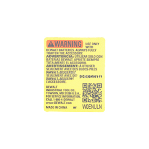 DeWalt N765222 Serial Number Label