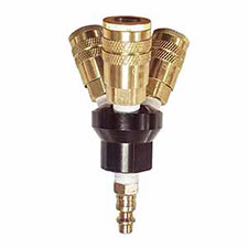 Interstate Pneumatics FPM44-KH4B Aluminum Round Manifold with Three 1/4" Brass Industrial Couplers & One 1/4" Steel Plug Kit
