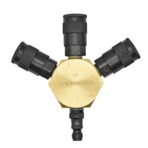 Interstate Pneumatics FPM44R-KA4 Flat Hex Manifold with Three 1/4" Steel Automotive Couplers & One 1/4" Steel Plug Kit