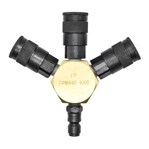Interstate Pneumatics FPM44R-KA6 Flat Hex Manifold with Three 3/8" Steel Automotive Couplers & One 3/8" Steel Plug Kit