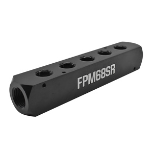 Interstate Pneumatics FPM68SR 1/2 Inch Fpt X 3/8 Inch Fpt Aluminum Rectangle Large Manifold - 2 Inlet - 5 Outlets