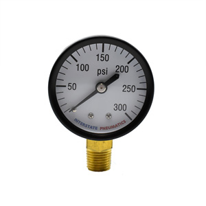 Interstate Pneumatics G2012-300 Pressure Gauge 300 Psi 2" Diameter 1/4" Npt Bottom Mount