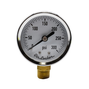 Interstate Pneumatics G2012-300C Chrome Pressure Gauge 300 Psi 2" Diameter 1/4" Npt Bottom Mount