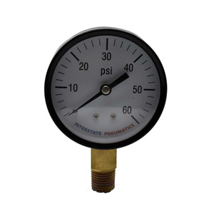 Interstate Pneumatics G2022-060 Pressure Gauge 60 Psi 2 -1/2" Diameter 1/4" Npt Bottom Mount