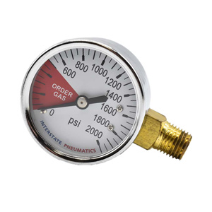 Interstate Pneumatics G2042-2000C Co2 Pressure Gauge 2000 Psi 2" Diameter 1/4" Npt (right Side Mount)