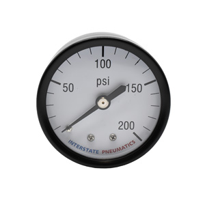 Interstate Pneumatics G2112-200 200 Psi 2" Diameter 1/4" Npt Rear Mount Pressure Gauge