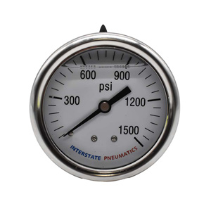 Interstate Pneumatics G7122-1500 Oil Filled Pressure Gauge 1500 Psi 2-1/2" Dial 1/4" Npt Rear Mount