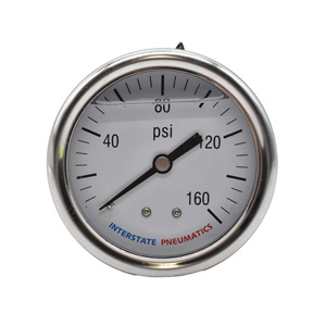 Interstate Pneumatics G7122-160 Oil Filled Pressure Gauge 160 Psi 2-1/2" Dial 1/4" Npt Rear Mount