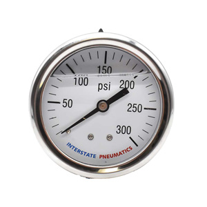 Interstate Pneumatics G7122-300 Oil Filled Pressure Gauge 300 Psi 2-1/2" Dial 1/4" Npt Rear Mount
