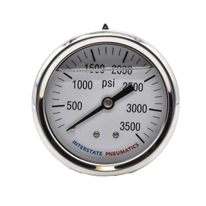 Interstate Pneumatics G7122-3500 Oil Filled Pressure Gauge 3500 Psi 2-1/2" Dial 1/4" Npt Rear Mount