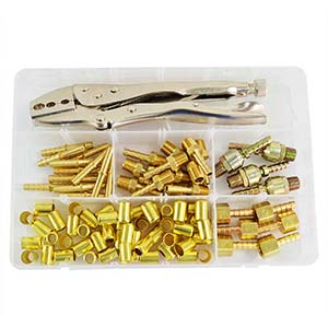 Interstate Pneumatics H4FK Hose Repair Kit with Crimp Tool (for 3/16", 1/4" Id Hose)