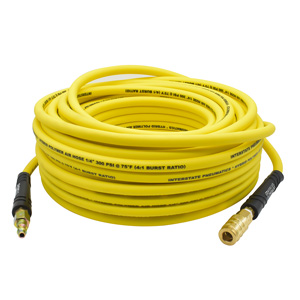 Interstate Pneumatics HH14-050H44BS ¼ Inch X 50 Foot Hybrid Poly Air Hose with Brass Coupler & Plug