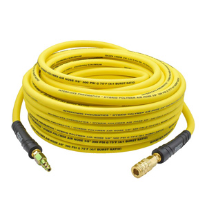 Interstate Pneumatics HH16-100H44BS 3/8 Inch X 100 Foot Hybrid Poly Air Hose with Brass Coupler & Plug