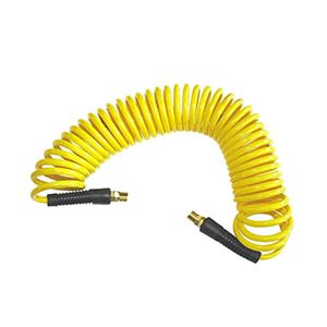 Interstate Pneumatics HR14-100 Yellow Polyurethane Recoil Hose 1/4" X 100 Feet Swivel Fittings