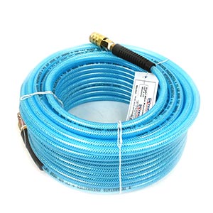 Interstate Pneumatics HU14-050H44BS 1/4 Inch x 50 ft Rhino PolyFlex Blue Polyurethane Hose With 1/4 Inch Industrial (I/M Style) Brass Coupler and Steel Plug