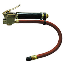 Interstate Pneumatics TF5146 Heavy Duty Inflator 10-120 Psi W/ 12" Red Rubber Hose Whipend & Straight-in Tapered