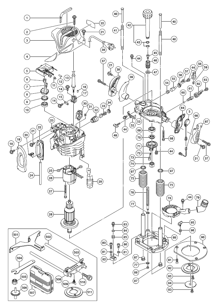 Buy Hitachi M12SA2 3 1/4HP Single Speed Plunge Replacement Tool Parts