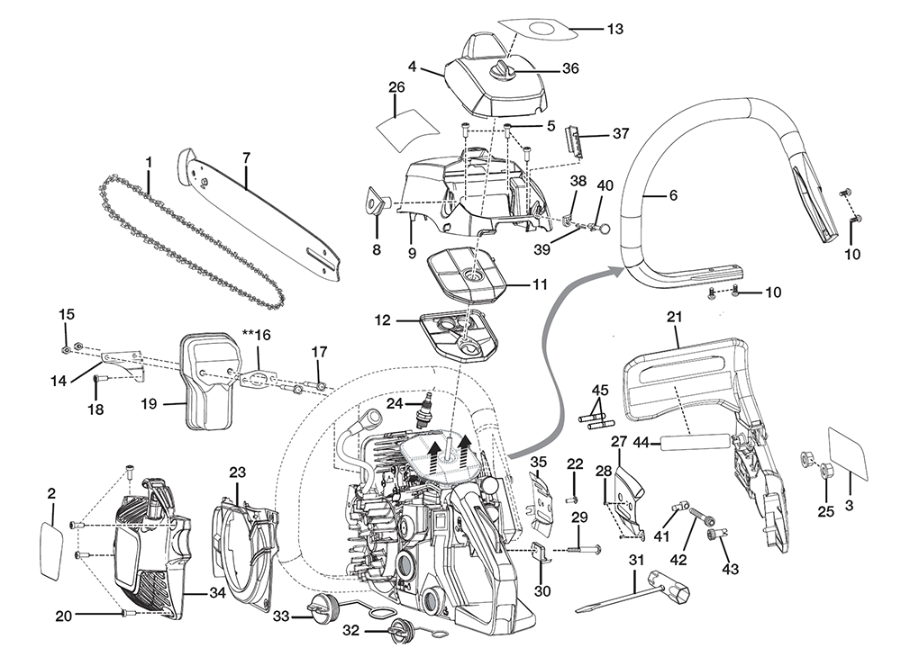 Buy Ryobi RY3716(090180508) 2 CYCLE 14" CHAIN SAW Replacement Tool